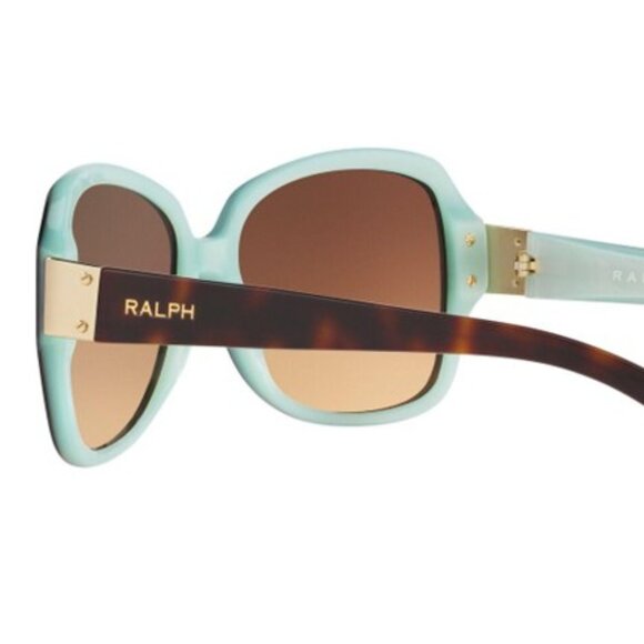 NEW [Ralph Lauren] Havana Square Sunglasses Tortoise & Aquamarine/Gradient Brown - Picture 6 of 17